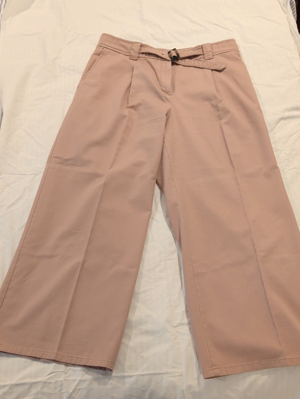 Wide-Leg High-Rise Pants Khaki
